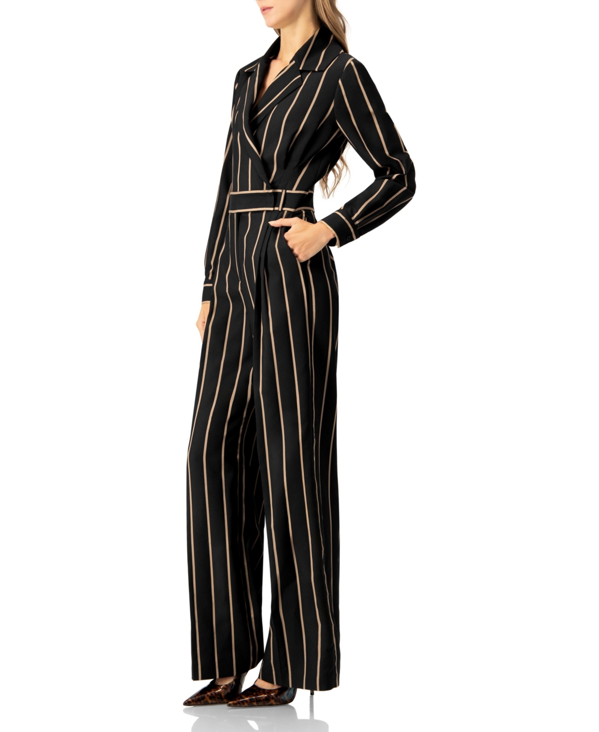 Ivonne Women's Striped Jumpsuit with Side Pockets