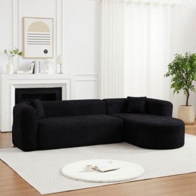 109.4" L-Shaped Modular Sectional Sofa Right Chaise Chenille Fabric Cloud Sofa with 2 Pillows