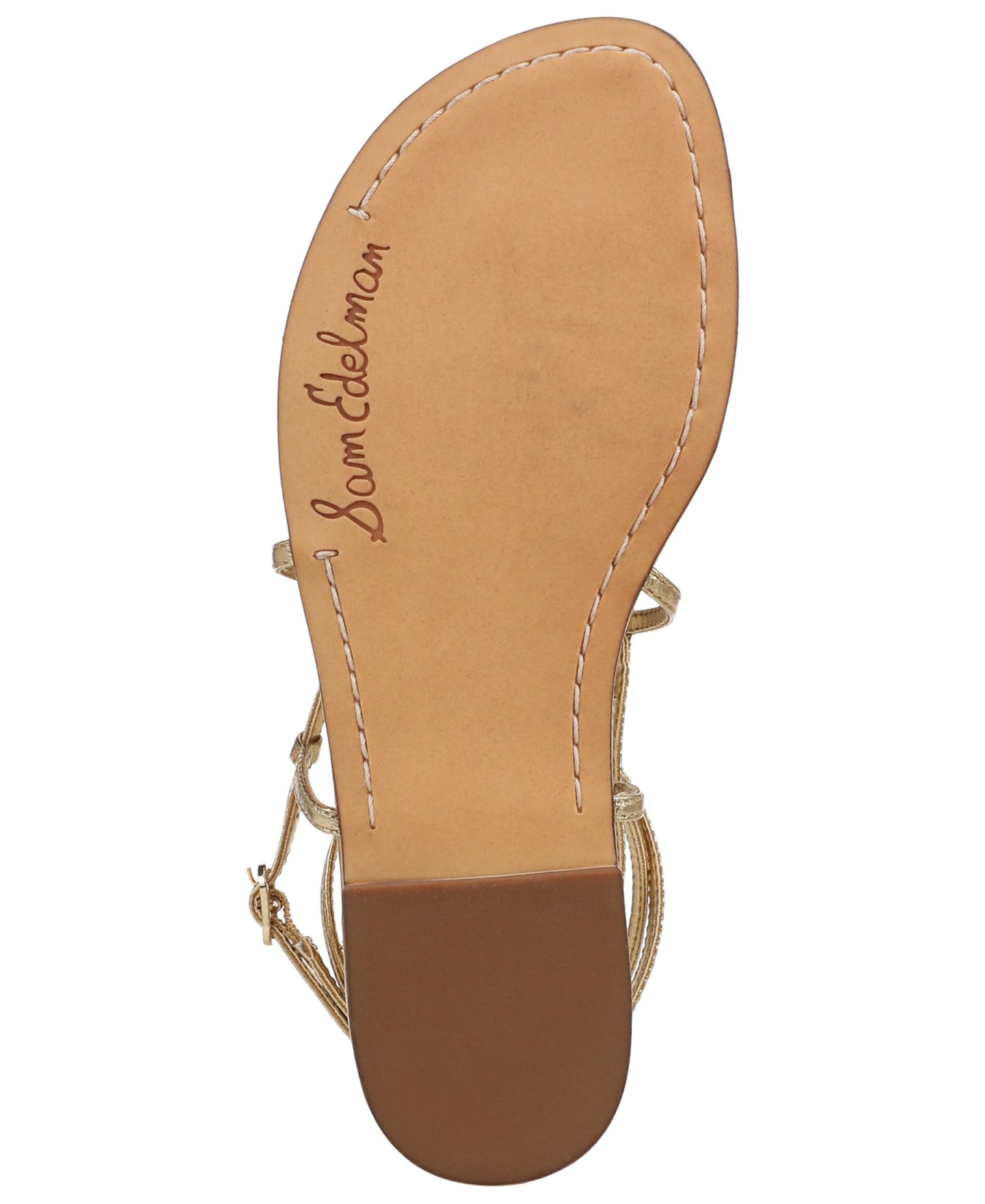 Женские сандалии Sam Edelman Clarra Strappy Flat, цвет: Янтарный золотой кожаный — фото 5
