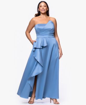 Plus Size A-Line Asymmetrical Neck Ball Gown