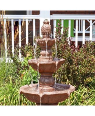 52"H Electric Fiberglass and Resin 4-Tier Pineapple Top Outdoor Water Fountain