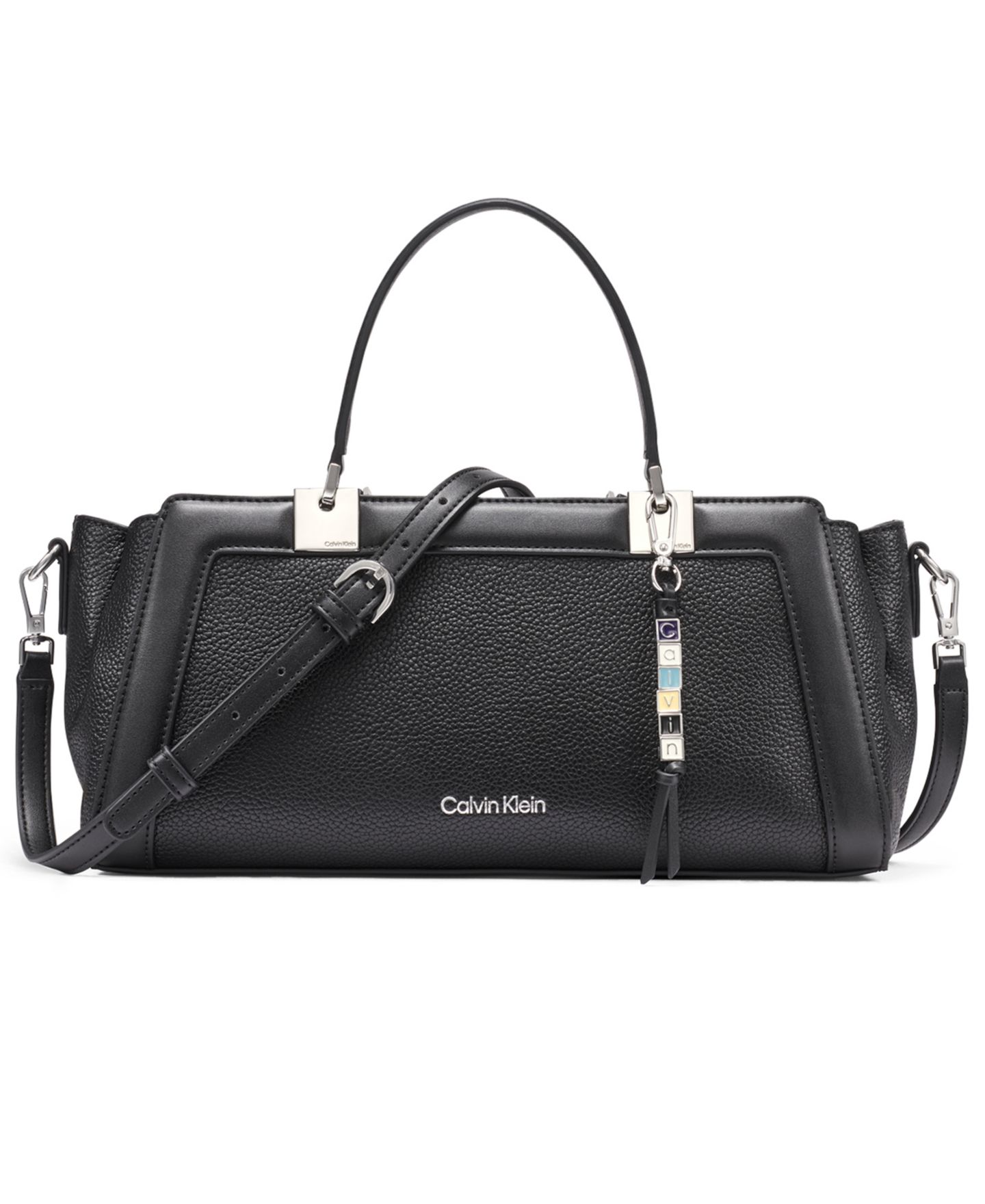 Женская сумка Calvin Klein Jean Top Zipper Satchel with Removable Hangoff, цвет: Чёрный / Серебряный — фото 1