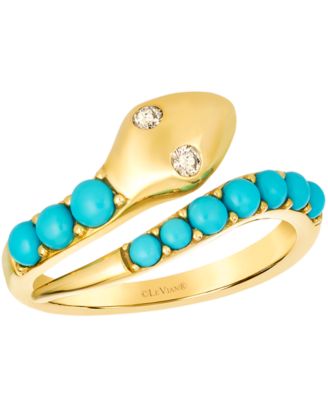 Turquoise (3/4 ct. t.w.) & Nude Diamond (2/25 ct. t.w.) Ring in 14k Honey Gold