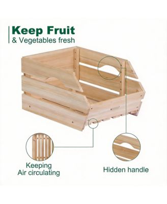 Wooden Stackable Storage Bins - Space-Saving, Durable, Ventilated