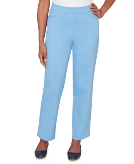 Petite Tailored Stretch Short Length Pants - Wedgewood