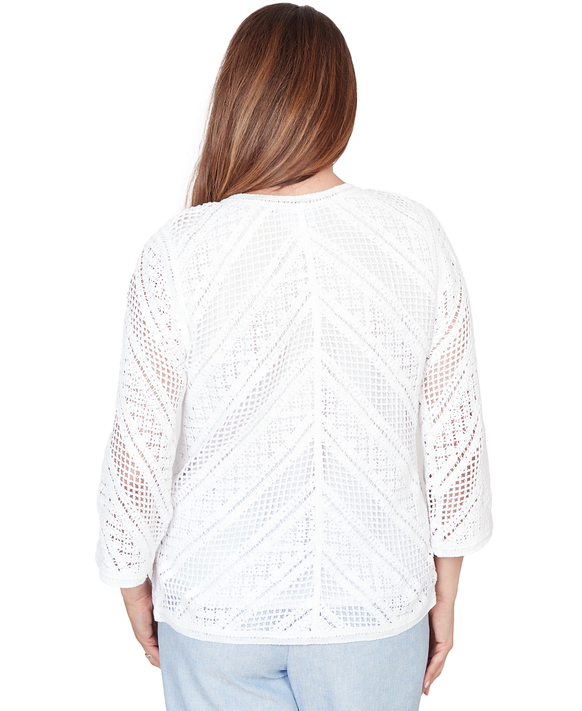 Alfred Dunner Petite Crochet Crewneck Top