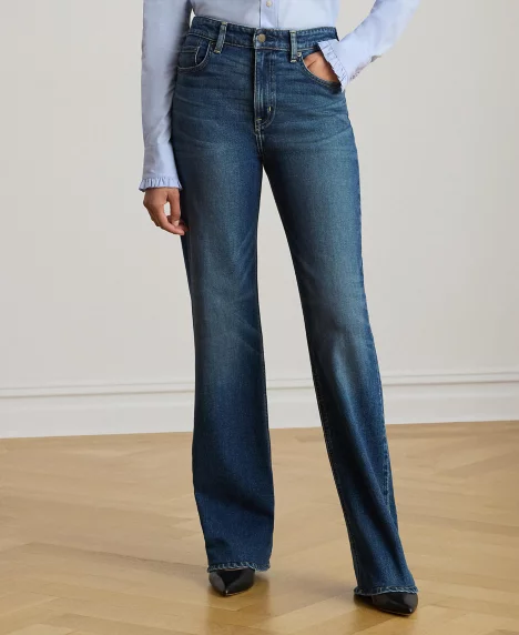 Petite High-Rise Straight Wide-Leg Jeans - Maxen Wash