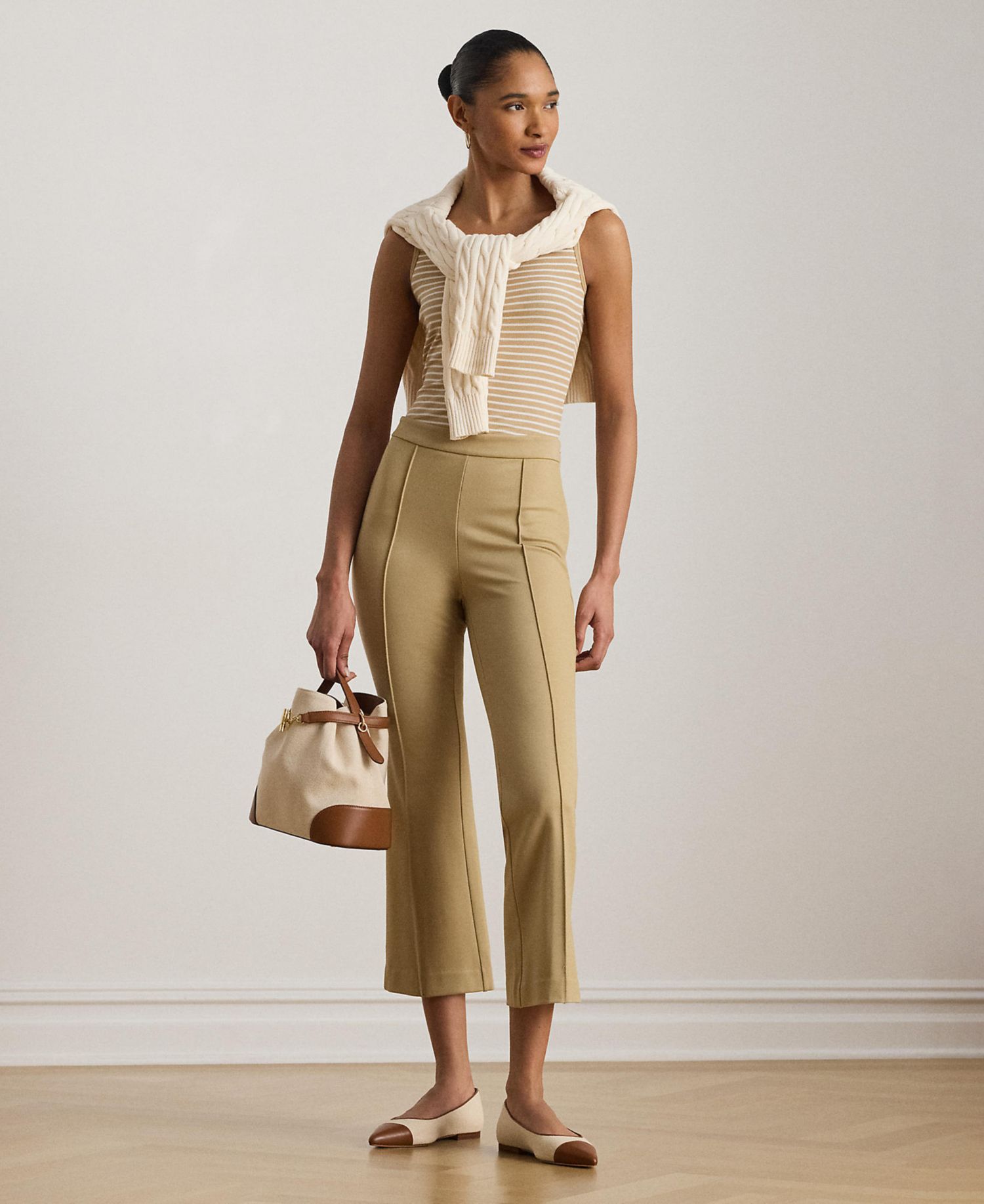 Petite Twill Flare Ankle Pants