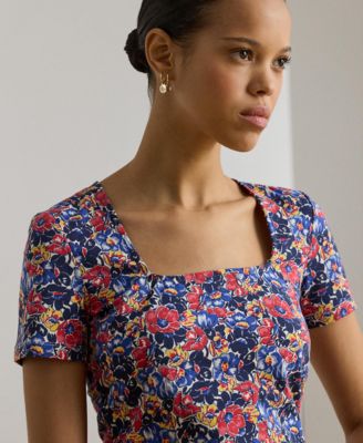 Petite Granbey Floral Square-Neck Top