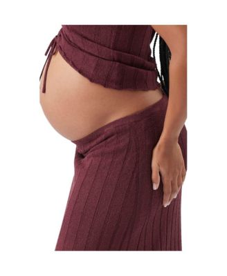 Maternity Ripe Charli Rib Knit Skirt Maroon