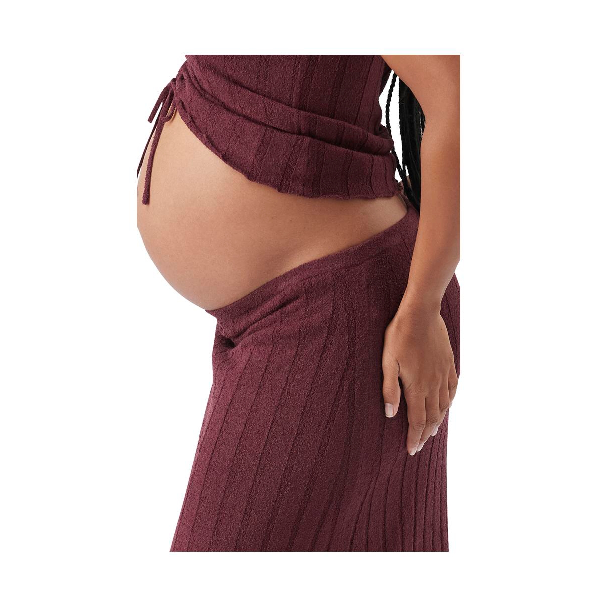 Ripe Maternity Charli Rib Knit Skirt Maroon