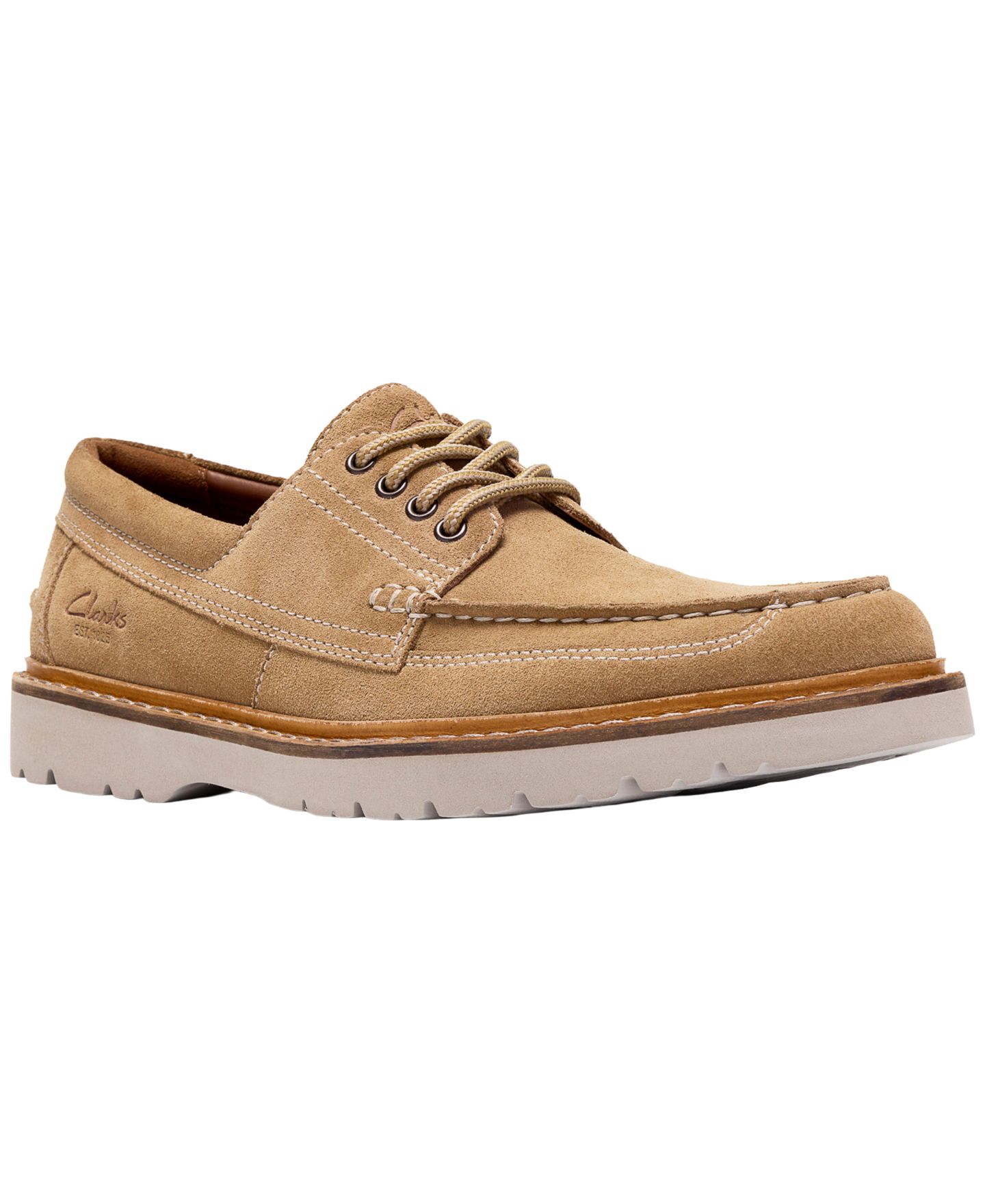 Мужские туфли Clarks Weltridge Lace-Up Moc, цвет: Песочный замшевый — фото 1