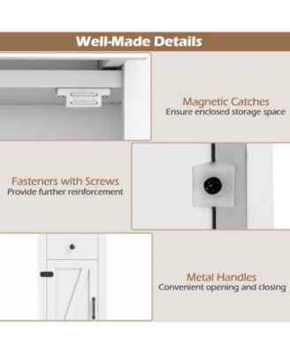 68 Inch Tall Bathroom Storage Cabinet with Barn Door and Drawer Organizer