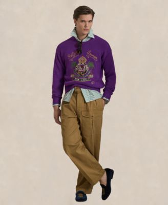 Men's Crewneck Embroidered Knit Sweater