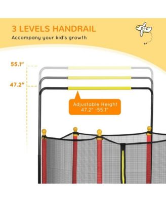 Kids Indoor Trampoline with Safety Net and Basketball Hoop