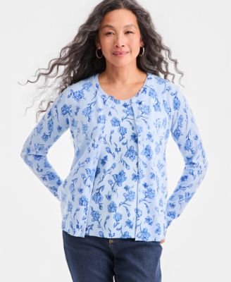 Women's Printed Button-Front Cardigan