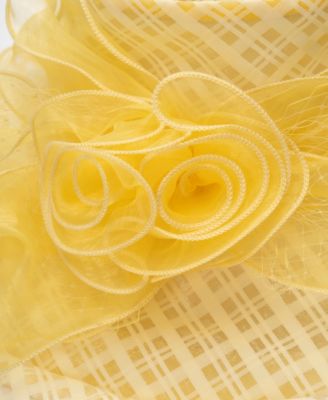 Textured Organza Rosette Wide Brim Hat