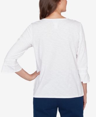Petite Mykonos White Medallion Embroidered Top