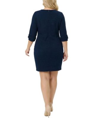 Plus Size 3/4 Sleeve Textured Knit Dress