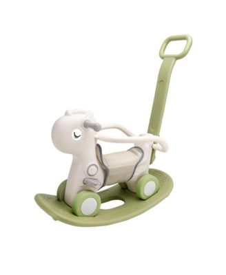 4-in-1 Musical Rocking Horse for Toddlers, Converts to Ride-On Toy, Walker & Balance Board