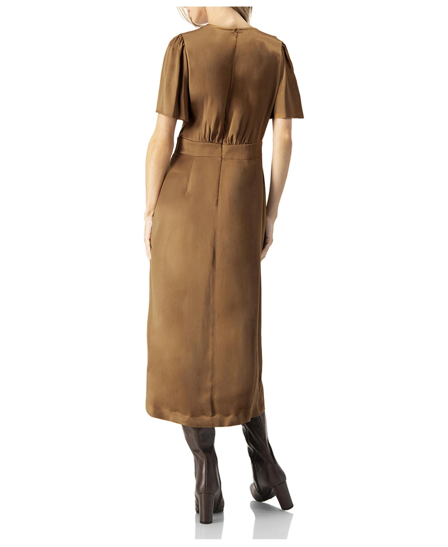 Women's Short Sleeve Satin Midi Dress