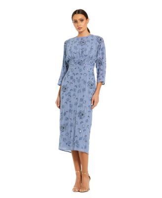 Women's Floral Embellished Georgette Blouson Midi Dress