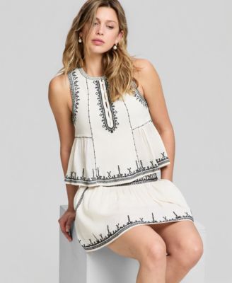 Women's Embroidered-Trim Mini Skirt