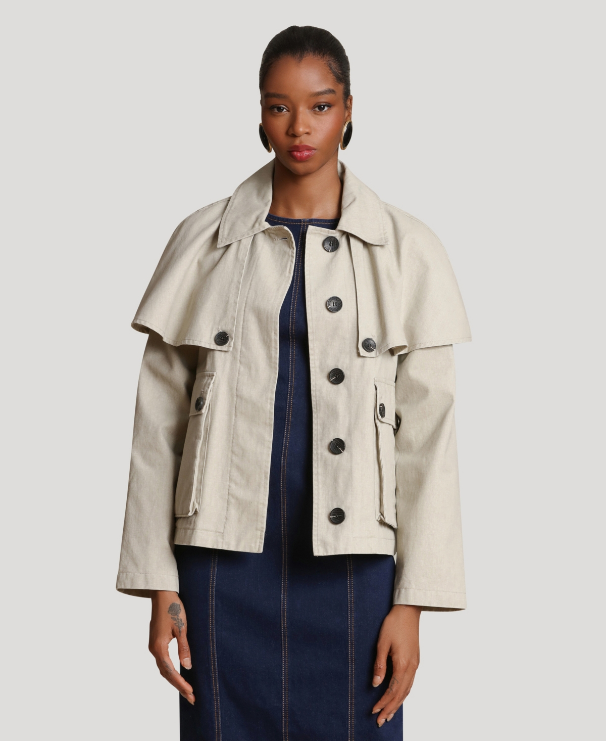 Avec Les Filles Women's Cropped Cape Jacket