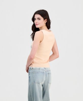 Juniors' Layered Button-Front Tank Top