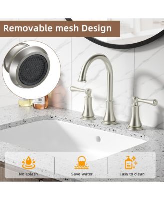 Widespread Bathroom Sink Faucet 8 Inch 2 Handle Solid Brass with Pop Up Drain