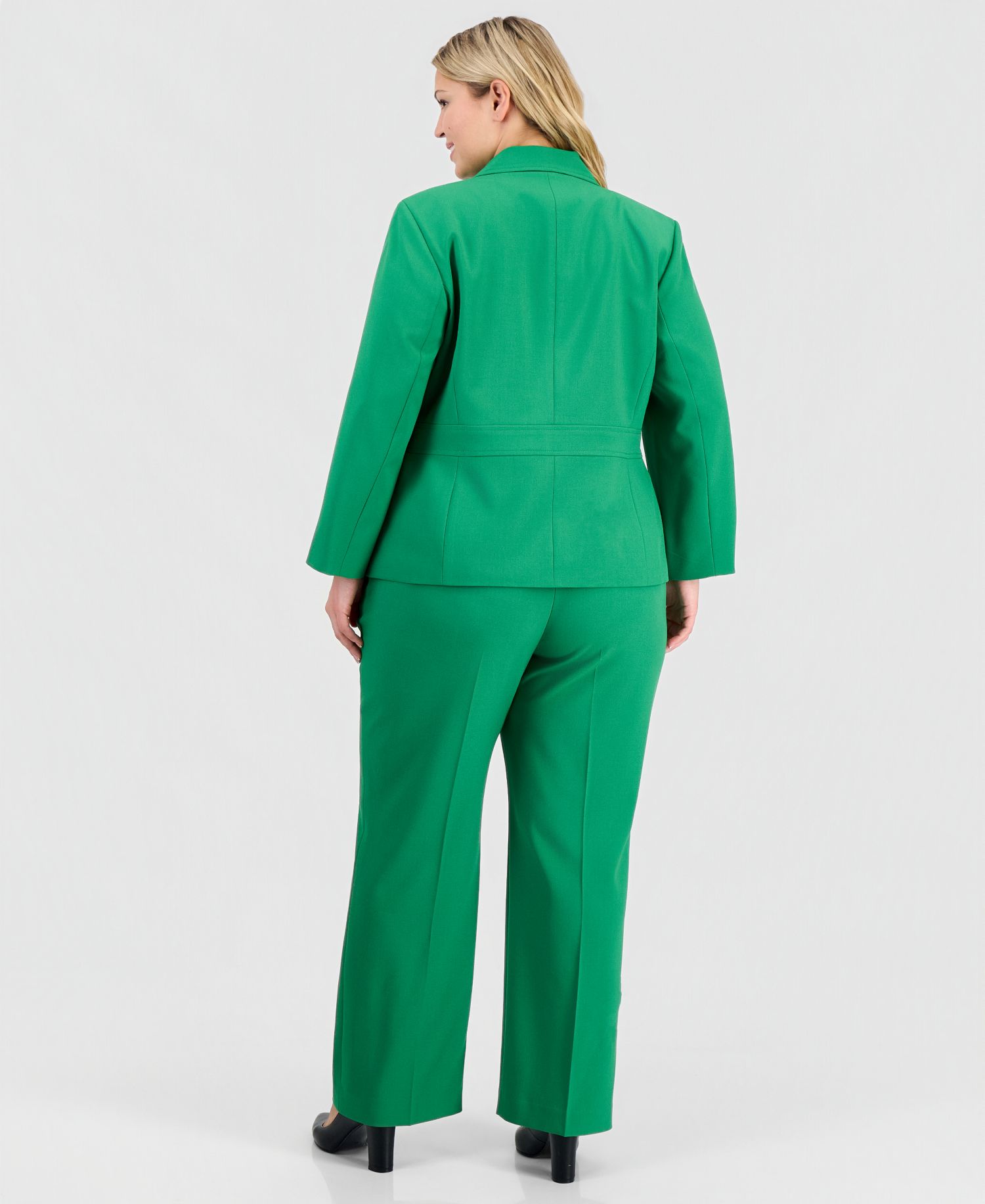 Plus Size Two-Button Waist-Inset 2 Piece Pantsuit