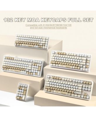 132 Keys MOA Keycaps, Dye-Sublimation PBT Custom Keycap Set, Cute Bear Customized Pattern Keycaps for MX Switches Mechanical Gaming Keyboard