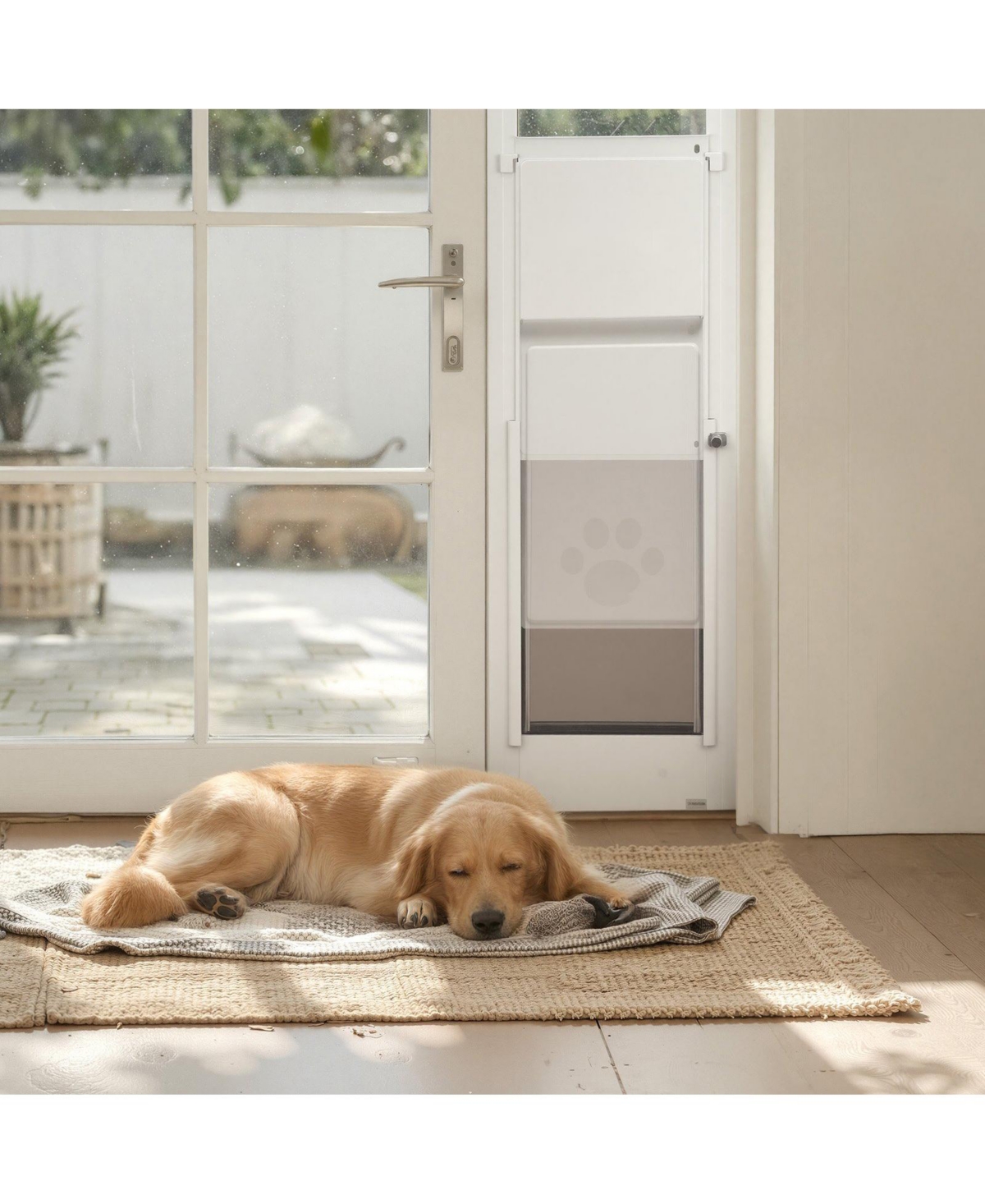 Cozito Sliding Glass Door Pet Door Insert, Adjustable Height 91–96", Locking Frame, 10.25" x 16.25" Flap