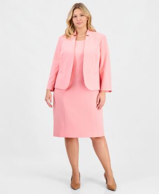 Plus Size Kiss-Front Cutout-Collar Dress Suit