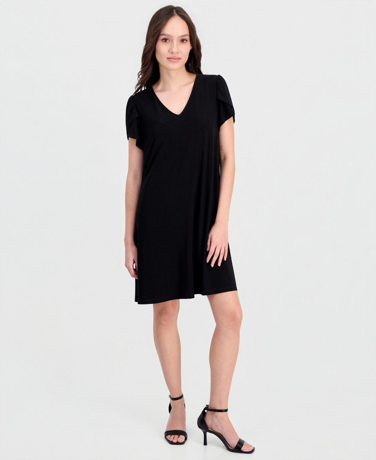 Anne Klein Essentials Petite Tulip-Sleeve Swing Dress