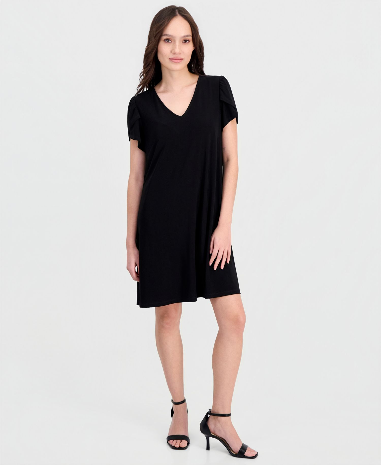 Petite Tulip-Sleeve Swing Dress
