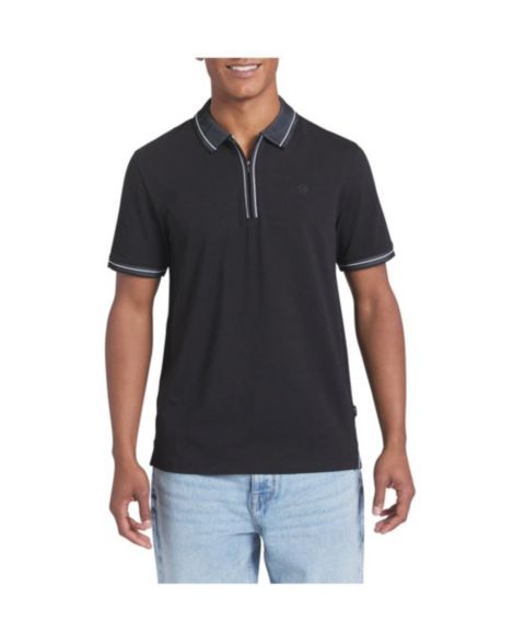 Мужское поло DKNY Duke Cotton Zip Polo, цвет: Чёрный