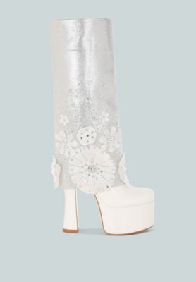 Women's Sundra Floral Applique Platform Heeled Boots