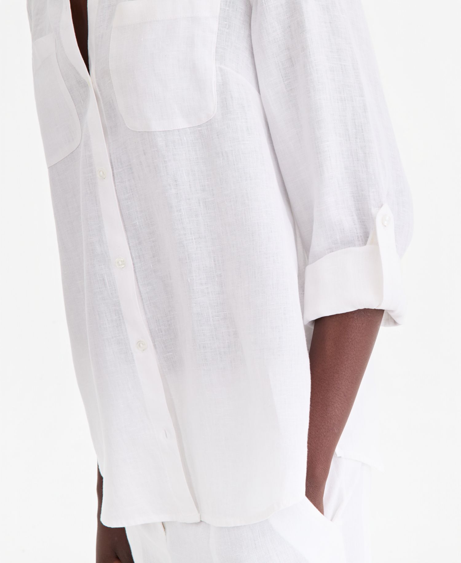 Petite 100% Linen Button-Front Shirt