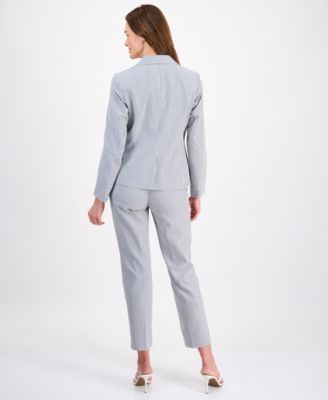 Women's Long-Sleeve Seersucker 2 Piece Pantsuit