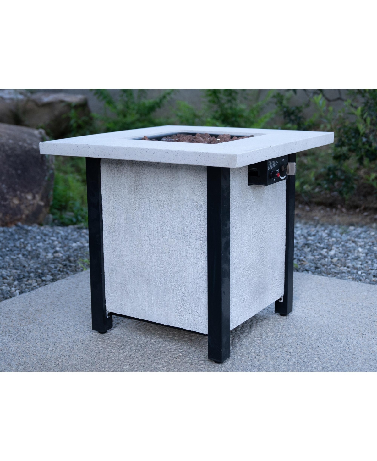 Flynama 28 Inch Square Outdoor Propane Fire Pit Table 50000 Btu Csa Certified Charcoal Grain 25 Inch H