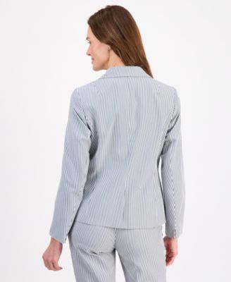 Women's Long-Sleeve Seersucker 2 Piece Pantsuit