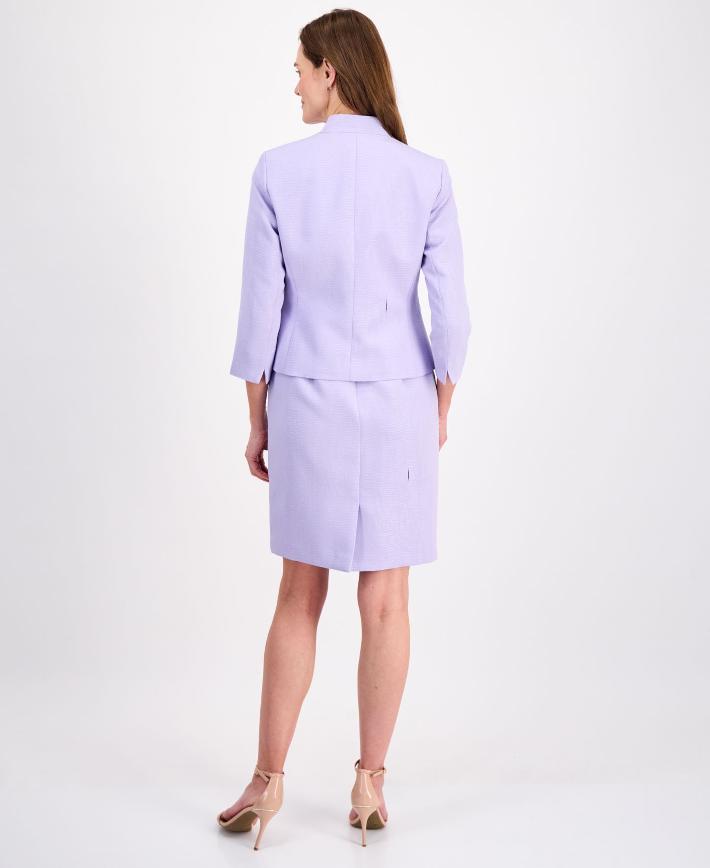 Женские платья Le Suit Jacquard Open-Front Jacket 2 Piece Dress Suit, цвет: Сиреневый — фото 2