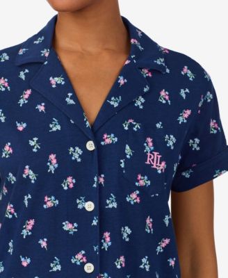 Women's 2-Piece Notch Collar Shirt & Bermuda Shorts Pajama Set