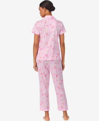 Women's 2-Piece Short-Sleeve Shirt and Cropped Pants Pajama Set