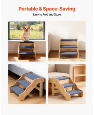 3-Step Wooden Pet Stairs for High Beds, Sofa, or Car, Non-Slip Surface, 150 lb Capacity