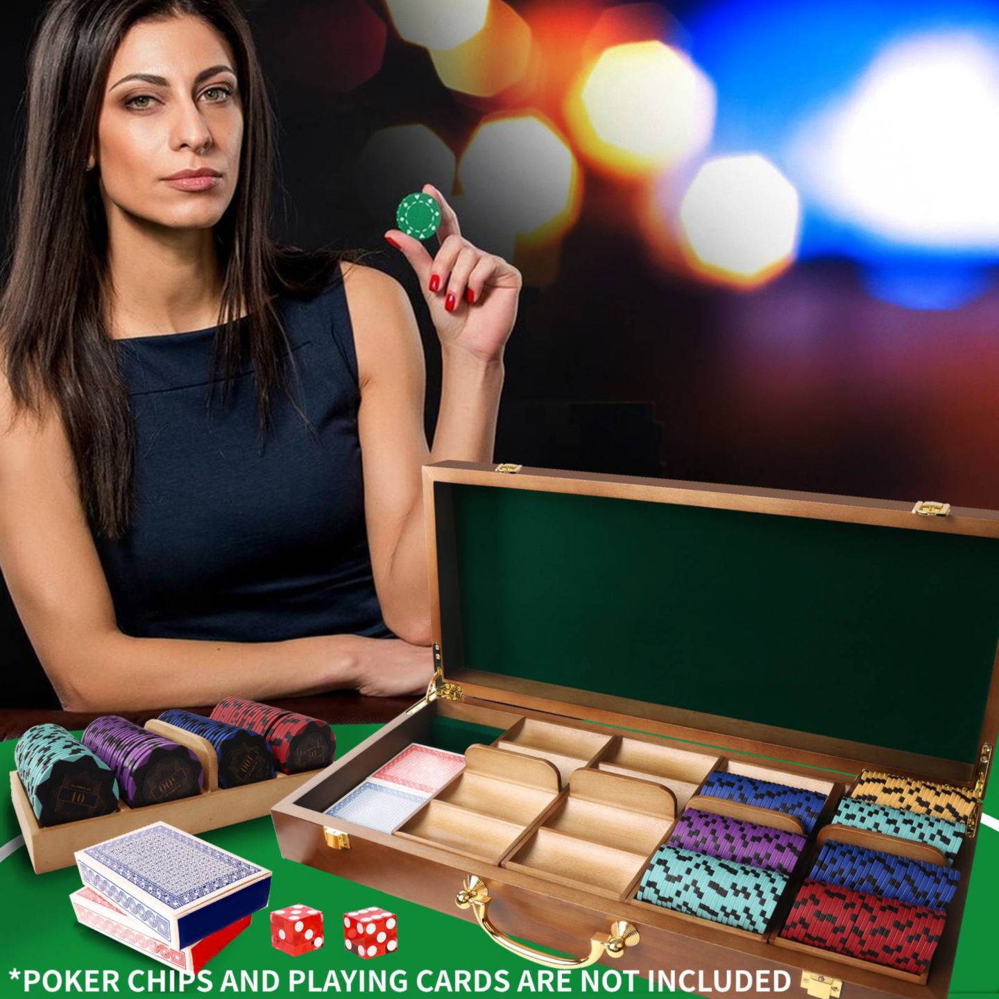 Детская игрушка GSE Games & Sports Expert Walnut Wood Poker Chips Carrier, 500-Chip Case, от 14 лет, цвет: Орех — фото 6