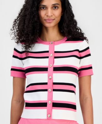 Women's Short-Sleeve Ribbed Cardigan