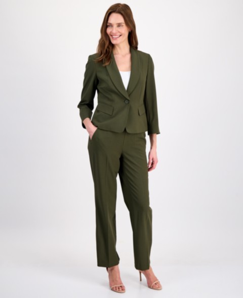 Женские Le Suit Women's One-Button 3/4-Sleeve 2 Piece Pantsuit