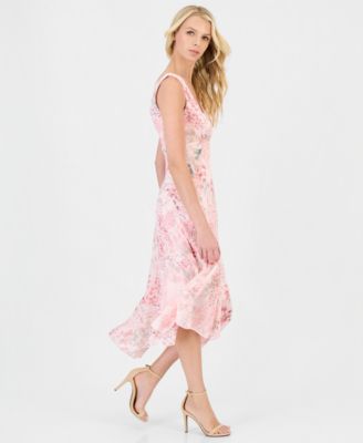 Petite Floral Chiffon Handkerchief Midi Dress